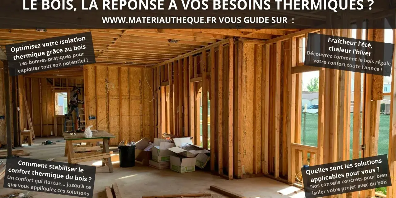 Construction d'une maison en bois. Le bois offre une excellente **résistance thermique**, assurant confort été comme hiver.