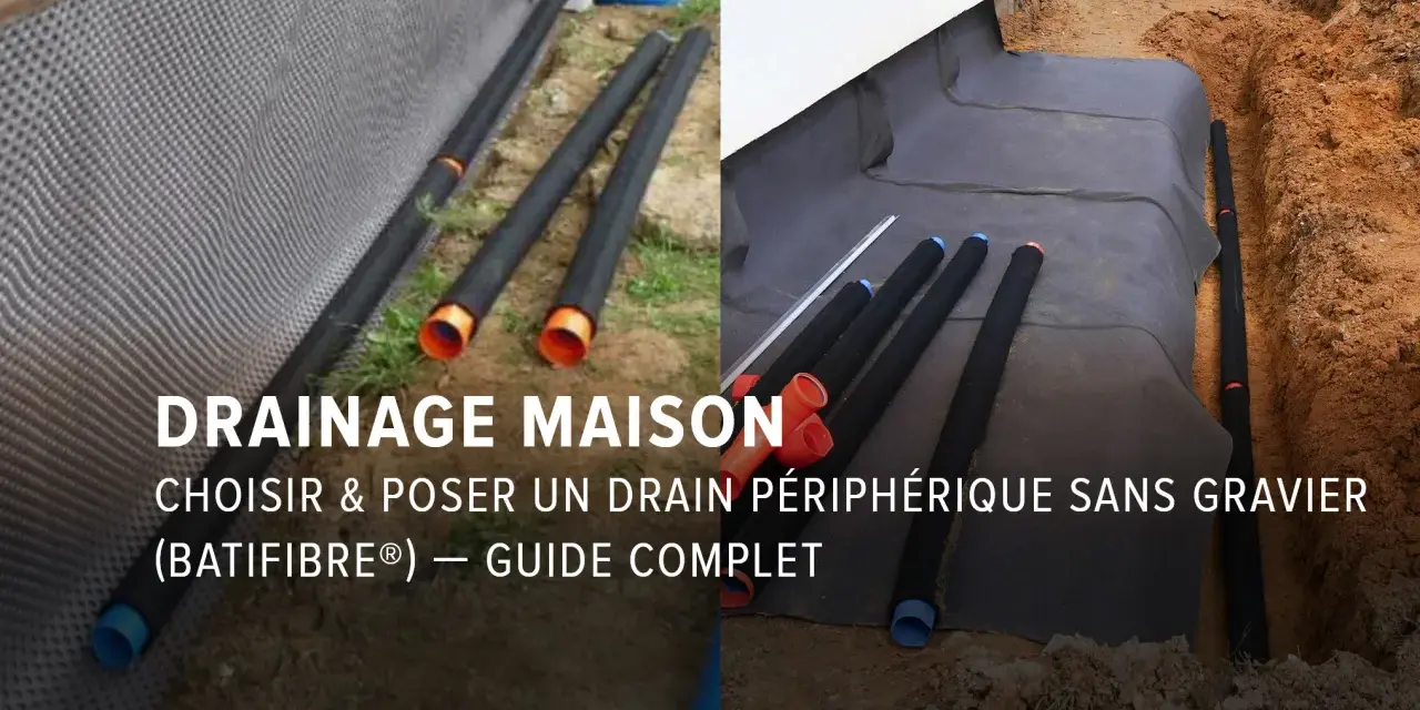 Guide complet pour comment faire un bon drainage autour d'une maison avec des drains périphériques sans gravier.