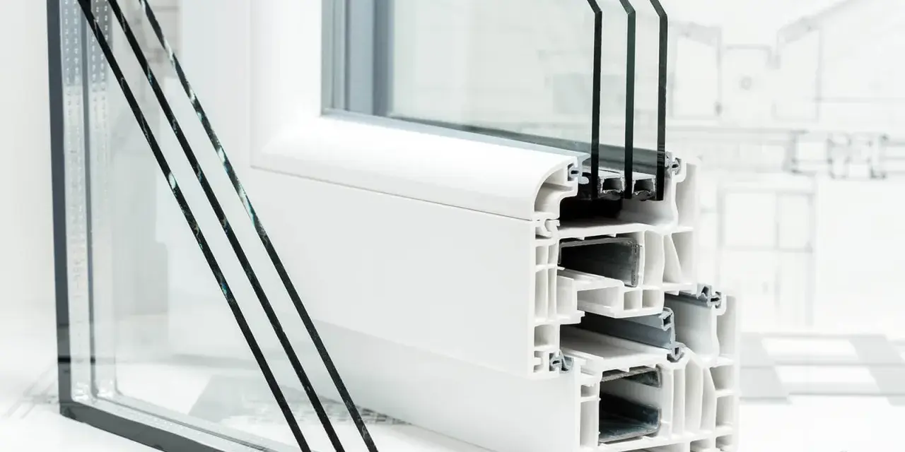 Section d'une fenêtre blanche montrant le profilé et le **triple vitrage** pour une isolation optimale.