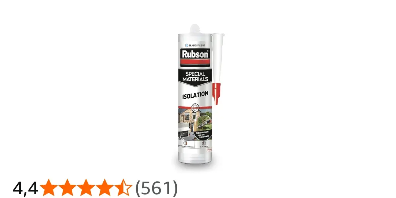 Tube de mastic Rubson Isolation, transparent, pour calfeutrer et isoler contre eau, air et froid.