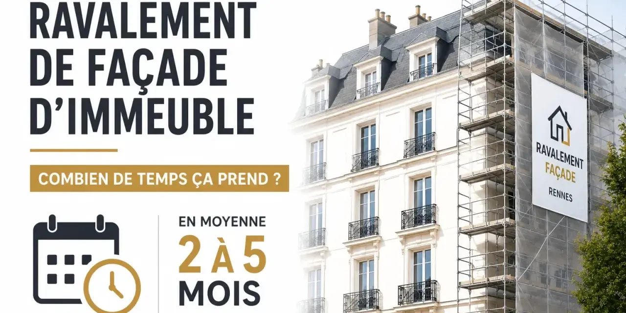 Le ravalement de façade d'un immeuble prend en moyenne 2 à 5 mois.