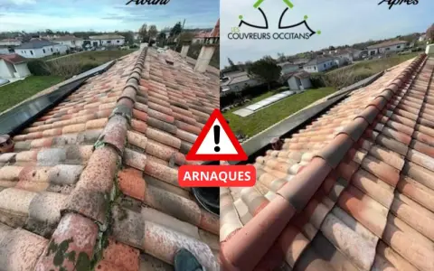 Avant/Après : toiture sale vs propre. Attention aux arnaques sur le traitement hydrofuge toiture.