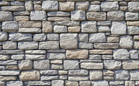 Un mur de pierres irrégulières, un joint solide et rustique qui raconte une histoire de temps et de nature.