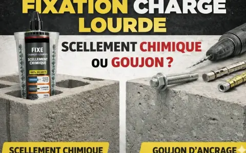 Fixation parpaing creux : scellement chimique ou goujon pour charges lourdes. Comparaison des méthodes.