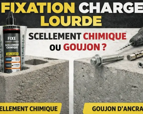 Fixation parpaing creux : scellement chimique ou goujon pour charges lourdes. Comparaison des méthodes.