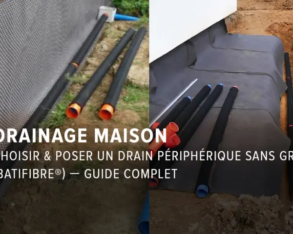 Guide complet pour comment faire un bon drainage autour d'une maison avec des drains périphériques sans gravier.