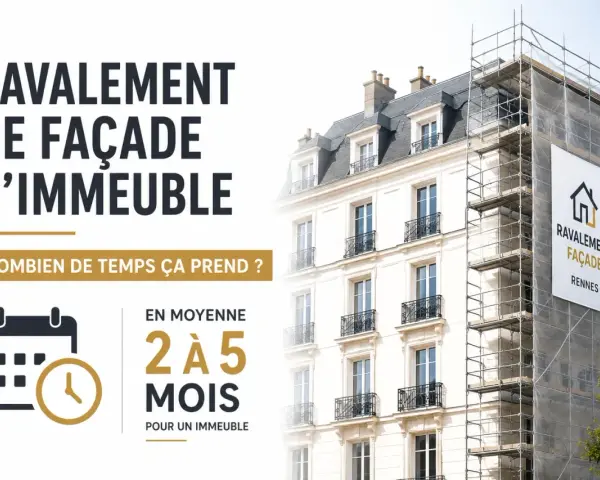 Le ravalement de façade d'un immeuble prend en moyenne 2 à 5 mois.