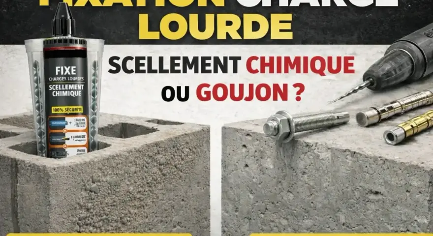 Fixation parpaing creux : scellement chimique ou goujon pour charges lourdes. Comparaison des méthodes.