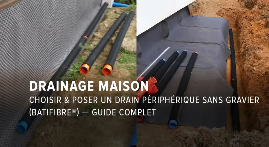 Guide complet pour comment faire un bon drainage autour d'une maison avec des drains périphériques sans gravier.