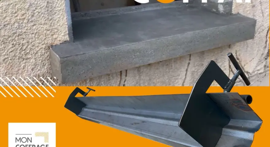 Plan coffrage appui de fenêtre en béton. Outil de coffrage métallique pour une finition parfaite.